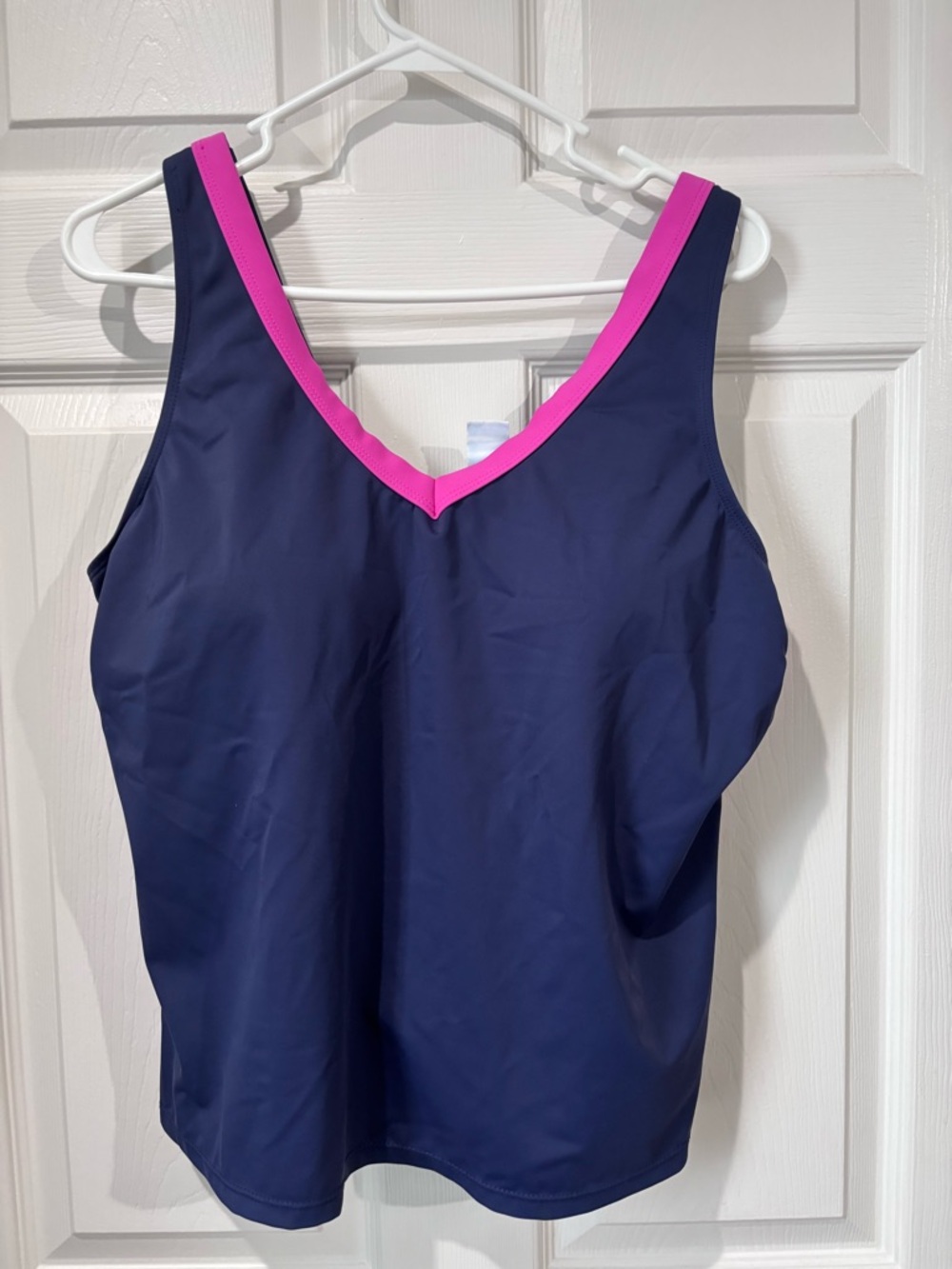 SWIM 365 Navy  Tankini Women's Plus Size 18W Built-in Bra Wide Straps Swim Top